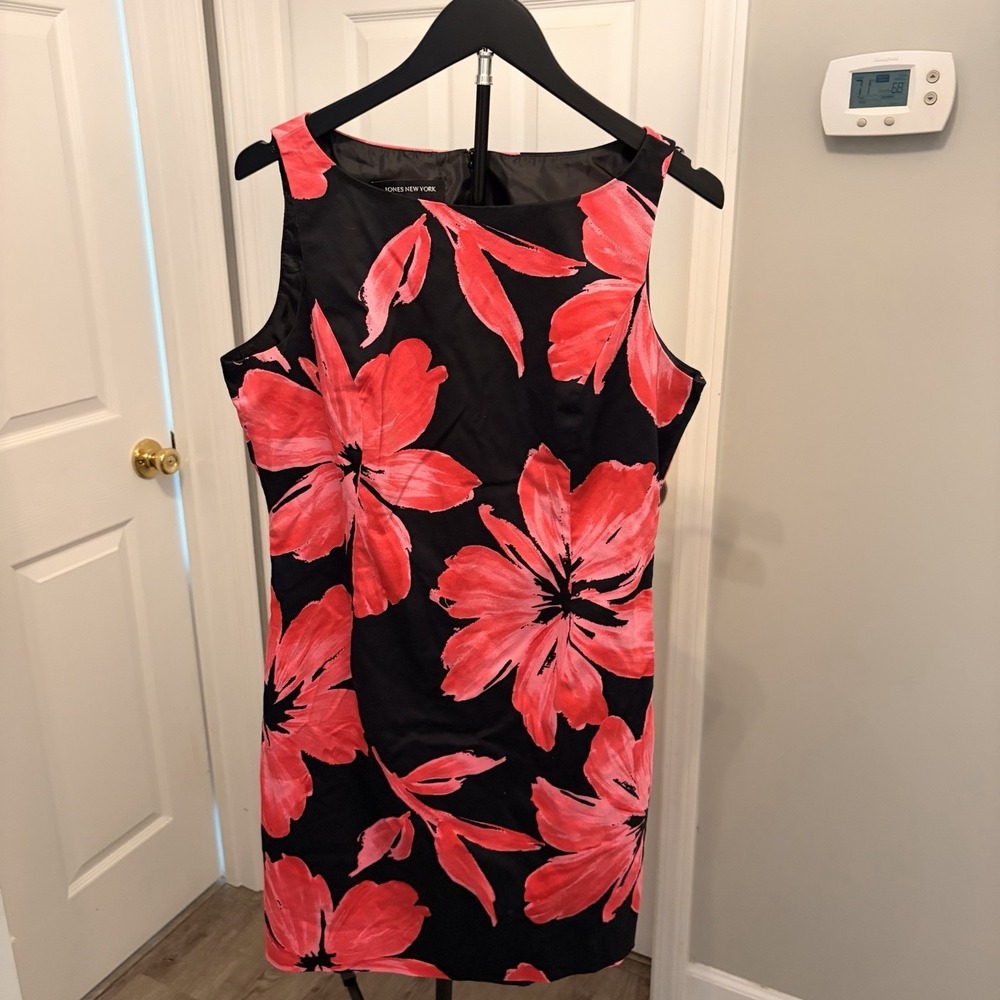 Jones New York Floral Print Sheath Dress Woman's‎ Size 12 Wedding Guest Business - Picture 2 of 9